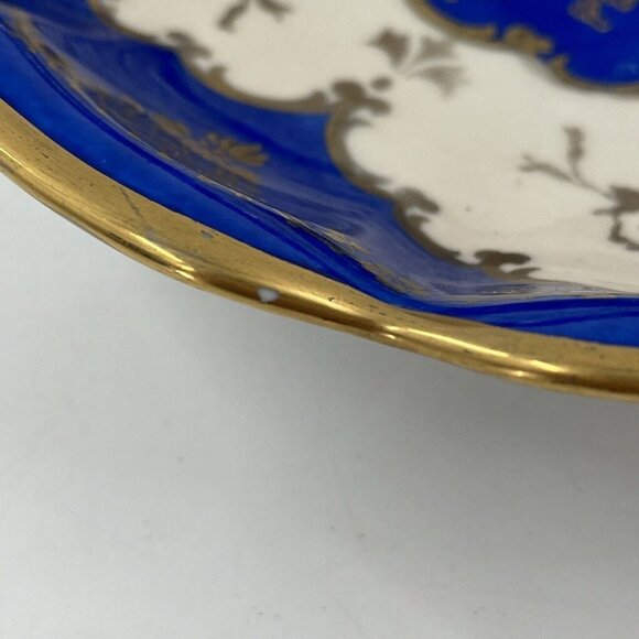 Oscar Schlegelmilch Gold Cobalt Handled Vintage Floral Porcelain Dish Plate - Picture 11 of 11